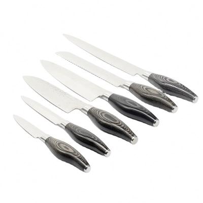 China Durable Damascus Kitchen Knife Set With Pakka Wood Handle Stainless Steel Knife Set Damascus Knife Set for sale