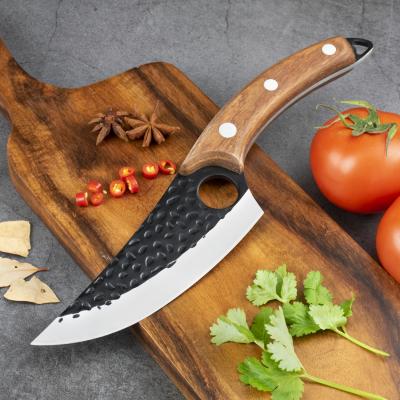 China Durable High Quality 6 Inch Full Tang Curved Boning Knife Slaughter Knife Handmade Forged Carbon Steel Butcher Knife for sale