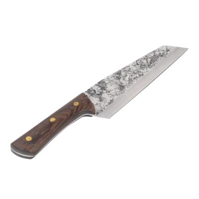 China Custom Handmade Forged Steel Fixed Cleaver Viable Chopper Outdoor Kitchen Slaughter Knife 6.7 Inch Damascus Blade for sale