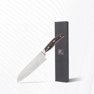 China 7 Inch 3cr13 Stainless Steel Sustainable Kitchen Knife Ergonomic Micarta And S/S 430 Handle Kitchen Santoku Knife for sale