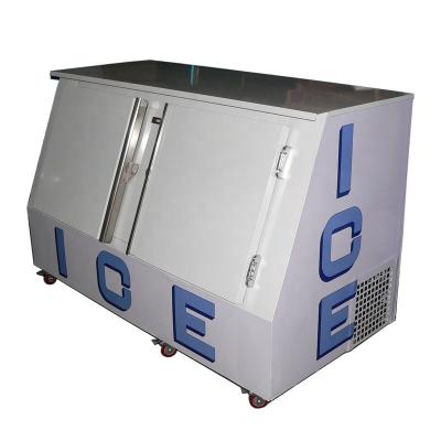 China Commercial Single-Temperature Ice Bag Outdoor 2 Door Storage Freezer With Wheels for sale