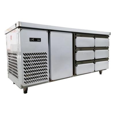 China Commercial Refrigerator Kitchen Single-temperature 6 Drawer 1 Door Workbench Stainless Steel Under Counter Chiller Freezer for sale