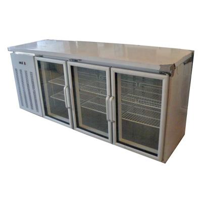 China Single-Temperature Stainless Steel Glass Door 3 Display Bar Fridge Under Counter Beverage Cooler Undercounter Restaurant Fridge for sale