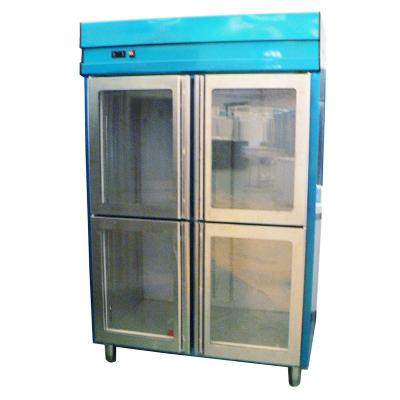 China Double-temperature 4 Restaurant Stainless Steel Glass Doors Upright No Frost Commercial Refrigerator for sale