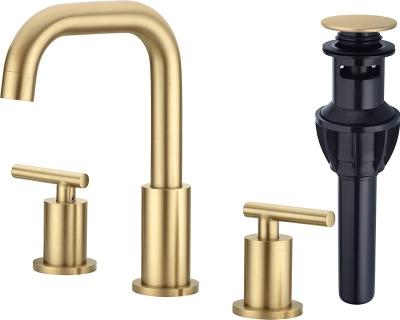 China With TRUSTMI Slide Bar Bathroom Faucet 2 Handle 8 Inch Brass Sink Faucet 3 Hole Widespread With 360 Degree Swivel Spout, cUPC Water Supply Line for sale