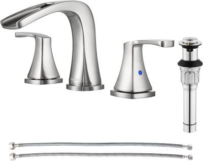 China With Widespread PARLOS Slide Bar Waterfall Bathroom Faucet Two Handles With Metal Pop Up Drain cUPC Faucet Supply Lines, Doris (brushed nickel for sale