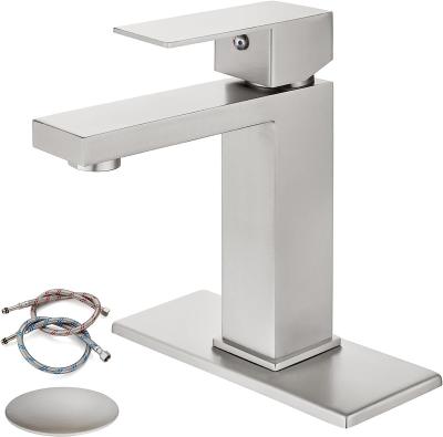 China With Sliding Bar Brushed Nickel Bathroom Sink Faucet For Sink 1 Hole Deck Mount 304 Stainless Steel Basin Single Handle One Hole One Handle Spout Mixer for sale