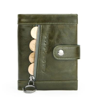 China Anti-theft Fashionable Casual Short Cowhide Man Leather Wallet Embossed Logo Purse Clutch Coin Bag With Zipper for sale