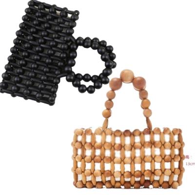 China Square Shape Wholesale Price Square Shape Nature Wood Beaded Tote Bag For Female for sale