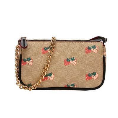 China 2021 Fashion Brand Designer Famous PU Leather Strawberry Print Cross - Body Chain Bag For Women for sale