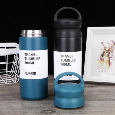 China 2021 Hot Selling PORTABLE 500ML Stainless Steel Water Cup Travel Hot Selling Vacuum Insulated Coffee Mug Straight 304 With Handle Lid for sale