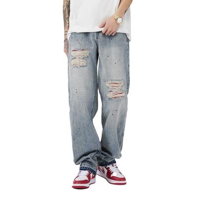 China High Quality Original Design Men's Retro High Quality Fashionable Men's Jeans 100% Cotton Hip Hop Style Teardrop Breathable Jeans for sale