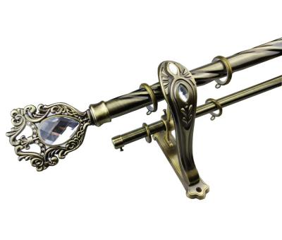 China Metal Telescopic Double Rail Curtain Pole Adjustable Sliver 25Mm 28Mm With Brackets for sale