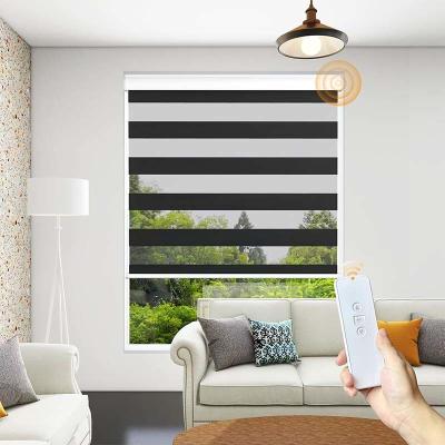 China Intelligent Electric Waterproof Black Zebra Curtain For Office Bathroom Project for sale