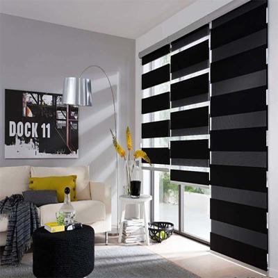 China Smart Electric Blackout Black Zebra Blind For Study Living Room for sale