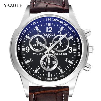 China YAZOLE 271 Automatic Date Men's Fashion Watch Men's Quartz Watch Six-pin Three-Eye Waterproof Business Watch for sale