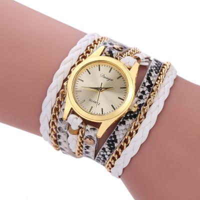 China New Automatic Date Style Ladies Winding Wrist Watch Quartz Watch Fashion PU Woven Retro Watch for sale