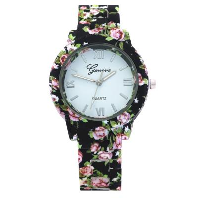 China Alarm Printed Floral Ceramic Ladies Watch Alloy Fashion Ladies Watch GENEVA Genève Ladies Fashion Watch for sale