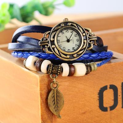 China Hot Selling Quartz Leather Vintage Retro Water Resistant Ladies Watch Wrap Strap Watch for sale