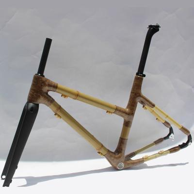 China Road Bikes Naturefly Gravel Bike Frame Bamboo Disc Road Frame By Axle Bicycle Frameset 700x35c To 42c for sale