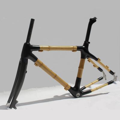 China Road Bikes Full Speed ​​Gravel Bike Frame Disc Road Frame Bamboo Gravel Bicycle Frameset for 700x35c to 42c for sale