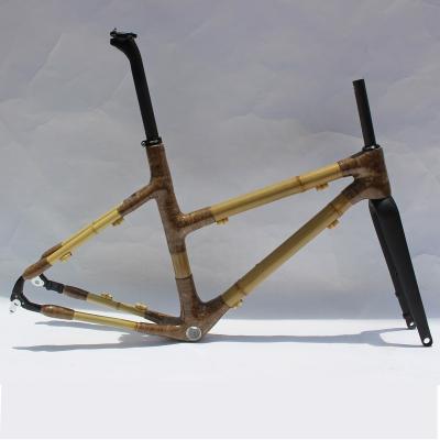 China Road Bikes Free Shipping Gravel Bike Frame Disc Road Frame Bamboo Gravel Bicycle Frameset Through Axle 700x35c to 42c for sale