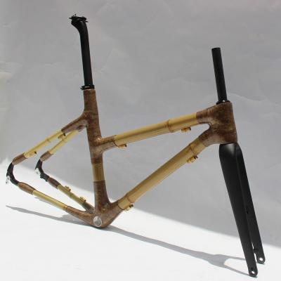 China Road Bikes Free Shipping Gravel Bike Frame Disc Road Frame Bamboo Gravel Bicycle Frameset Through Axle 700x35c to 42c for sale