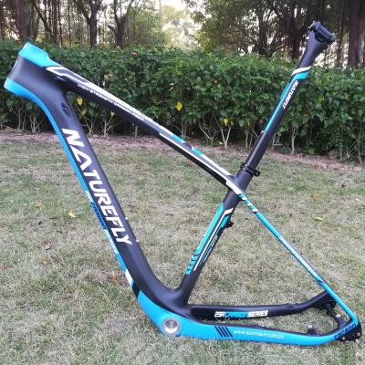 China Blue Mountain Bikes Naturefly Carbon 29er Mountain Bike Frame MTB Go Bike Frameset Through Axle for sale