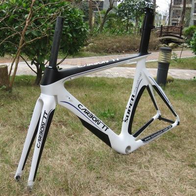 China Road Bikes Free Shipping White 700c Carbon Road Bike Frame Triathlon Bicycle Frame Trial Frameset Time Full Speed for sale