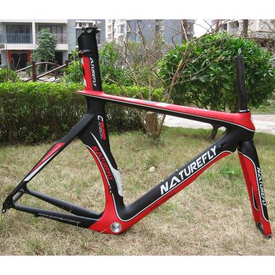 China Road Bikes OEM 700c Carbon Road Bike Frame Triathlon Bicycle Frame Trial Time Red Frameset Full Speed for sale