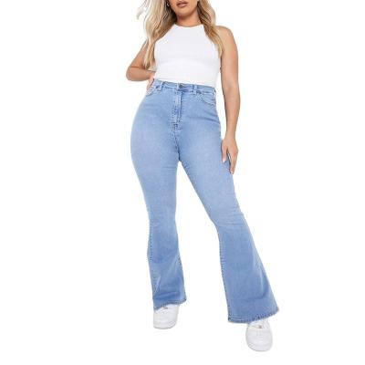 China New Fashion Women's High Waist Bell Bottom Pants Plus Size Stretch Denim Pants Butt Lifting Flare Pants Casual Slim Jeans for sale