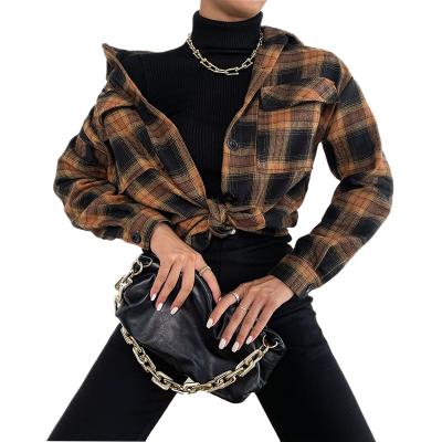 China 2022 Spring Drop Plaid 2022 Autumn Breathable Fashion Women's Loose Long Sleeve Blouse Shirts Off Shoulder For Women for sale