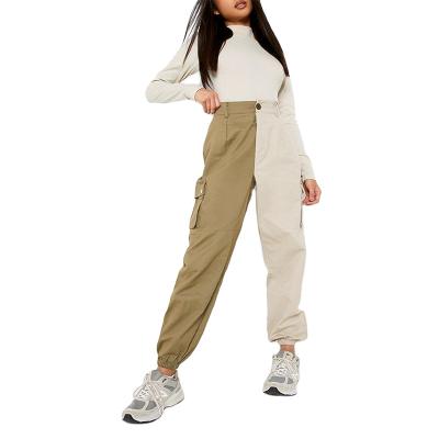 China Anti-Wrinkle Designs Streetwear Women Loose Fit Pants Single Splicing Casual Cargo Pants New High Top With Side Pockets for sale