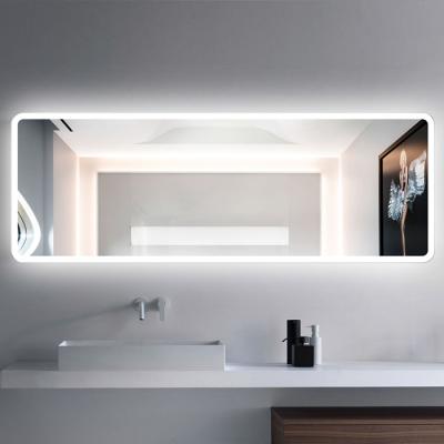 China Illuminated Wall Mount Large Large Size Led Light Bathroom Mirror With Fog Light for sale