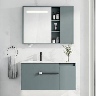 China Water Proof Wall Resistant Bathroom Furniture Vanity Luxury Gray Bathroom Cabinet for sale