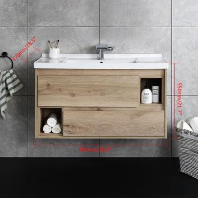 China Modern Bathroom Furniture Set Single Sink Plywood Vanity Cabinet With 2 Drawers for sale