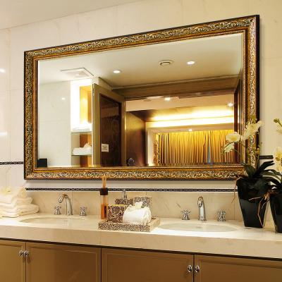 China Modern Luxury Gold Frame Wall Mount Bathroom Housing Enlarging Decorative Mirror for sale