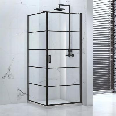 China Corner Swivel Customized Modern Framed Tempered Glass Shower Enclosure Black for sale