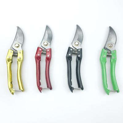 China Anti-skid handle good quality secateur carbon steel shears tools professional lightweight small apple tree cutting scissors for sale