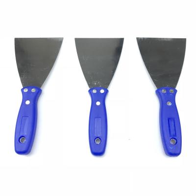 China Universal Scraper Blade 4 Inch Stainless Steel Scraper Stiff Putty Knife With Blue Plastic Handle For Building Construction for sale