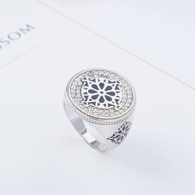 China 2021 Fashion Hydis Jewelry Hot Sale Vintage Round Solid Silver Seal Ring Men Ring for sale