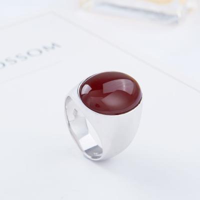 China Fashion Hydis Jewelry Classic Natural Original Red Agate 925 Sterling Silver Men Ring for sale