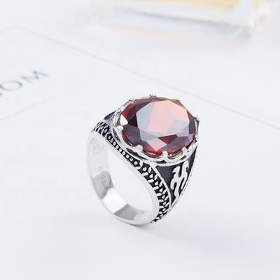 China Hiphop Hydis Jewelry Elegant Style Synthetic Red Sterling Silver Ring For Men for sale