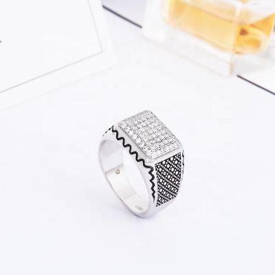 China Full Silver Hiphop Hydis Jewelry CZ White Diamond Ring Mens Engagement Ring for sale