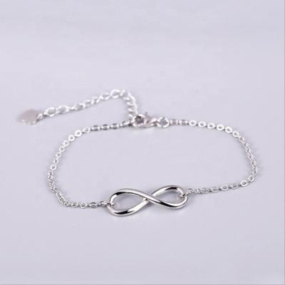 China TRENDY Shiny Finish Classic Silver Infinity Design Bracelet Women for sale