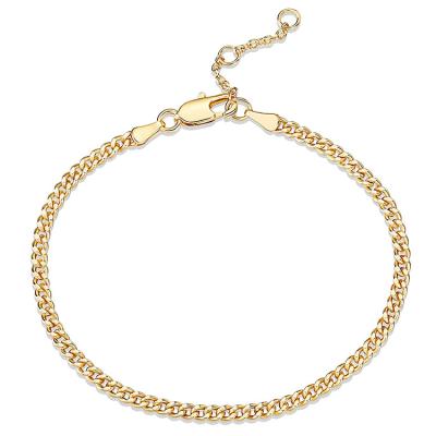 China Hydis TRENDY Jewelry 24K Gold Plated Curb Chain Bracelet With Lobster Clasp For Women for sale