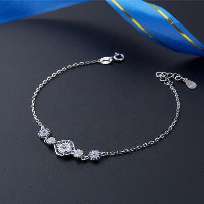 China FASHIONABLE Hydis Jewelry Cable Chain Evil Eyes Rhodium Plated Round Bracelet Jewelry for sale