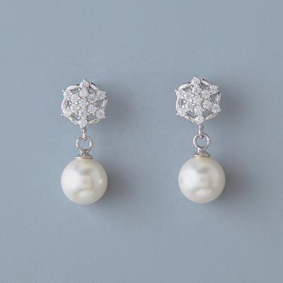 China FASHIONABLE Hydis Jewelry Cubic Zirconia s925 Sterling Silver Shell Pearl Earring for sale