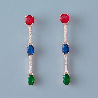 China TRENDY 18k Gold Plated Sterling Silverc Crystal Diamond Channel Earring for sale