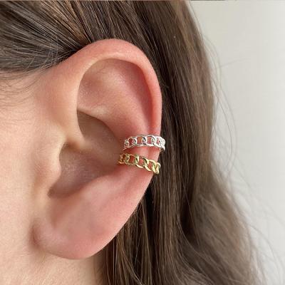 China FASHIONABLE Hydis Jewelry Hot Selling Restriction Design Single Cross 18k Gold Plated 18k Gold Plated Cuff Earring for sale